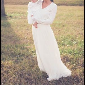 Cream tulle maxi skirt.