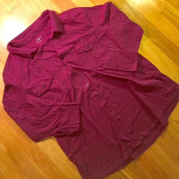 LOFT 1/2 sleeve purple tee