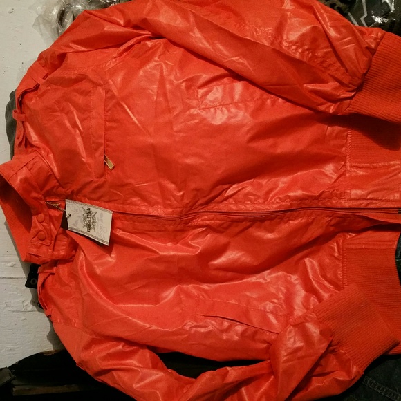 SOLD!  Stylish XL Orange wind breaker jacket - Picture 2 of 2