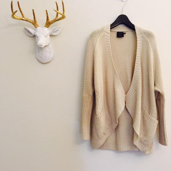 Cream wool blend dolman cardigan