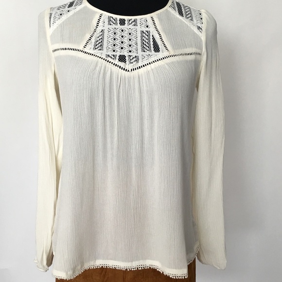 Off White Lace Trim Blouse NWT NEVER WORN