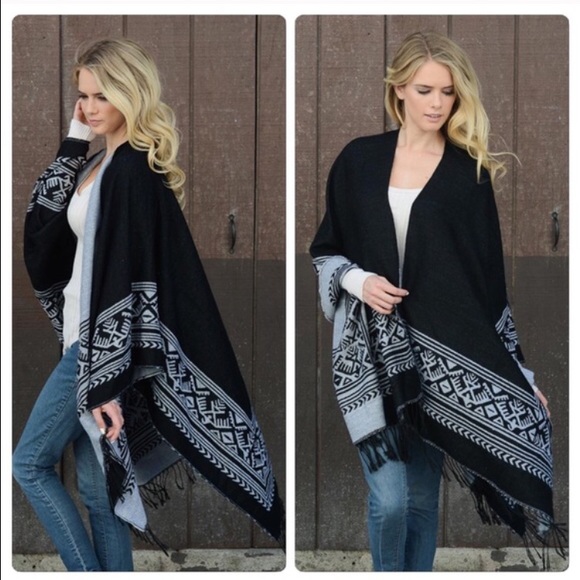 Vivacouture Accessories - LAST ONE ! Reversible Cape Poncho Shawl