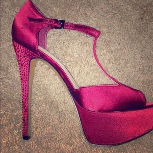 Baker's Red Pumps with Jeweled Heel