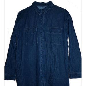CREME DE LA FAME Jackets & Coats - CDLF DISTRESSED DENIM SHIRT DRESS CREME DE LA FAME Jackets & Coats - CDLF DISTRESSED DENIM SHIRT DRESS