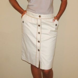 Knee-length tan skirt