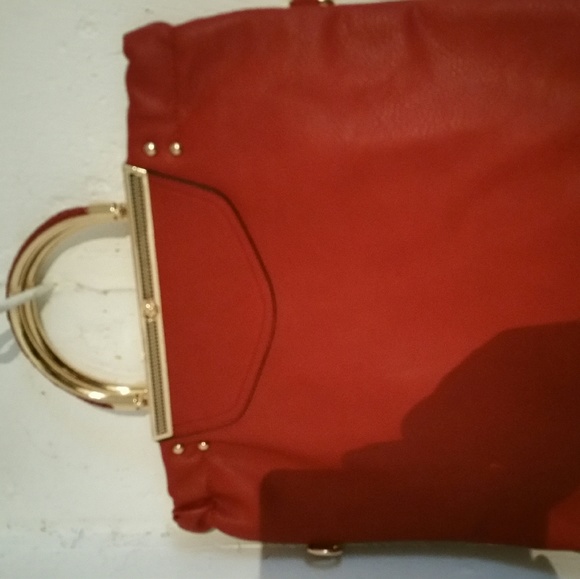 Red man made leather purse