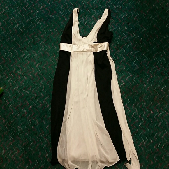 Classic black and cream knee length dress