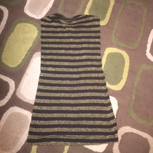 Gold and black striped bodycon strapless dress