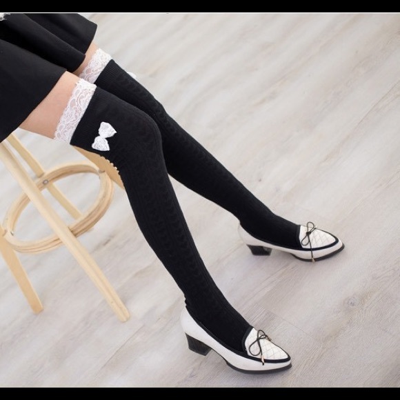 Black Lace Over the Knee Socks