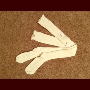 NWT Thigh high knit boot socks cream