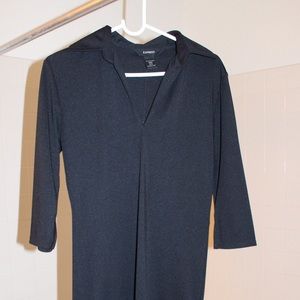Express long sleeve V neck black dress