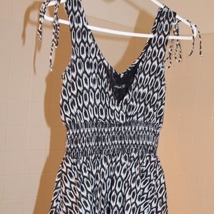 Black and white V neck dress