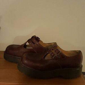 Leather buckled doc martens