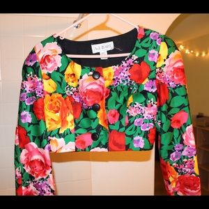 Bright floral pattern crop jacket