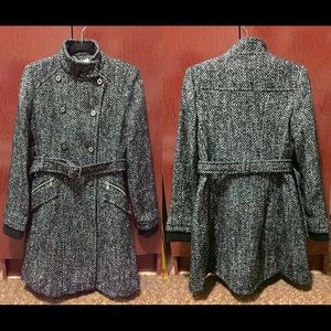 EXPRESS Herringbone Fit and Flare Coat