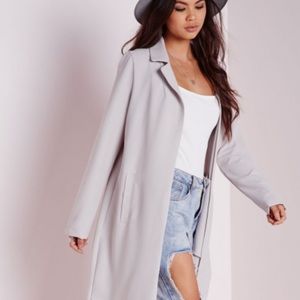 Long sleeve maxi duster coat grey