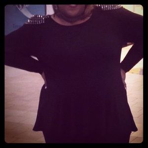 Asos Spiked Shoulder Peplum Top