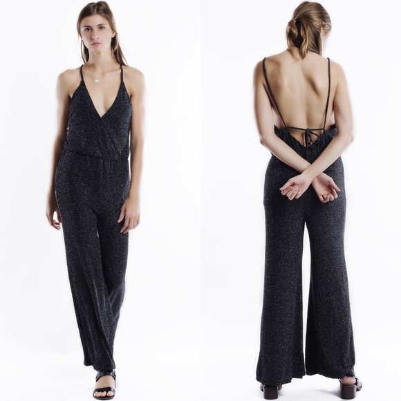 LOWEST "Sparkle" Silver Black Backless Jumpsuit - Picture 4 of 4
