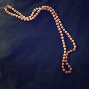 Long pearl and jewel necklace