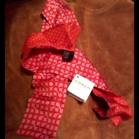 NWT COACH Red & Pink Scarf or Ponytail Ribbon - Picture 2 of 2