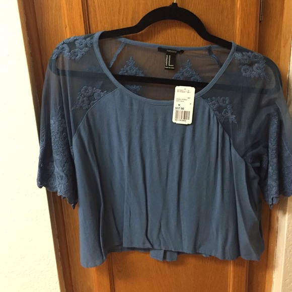Forever 21 Tops - NWT Dusty Blue Crop Top