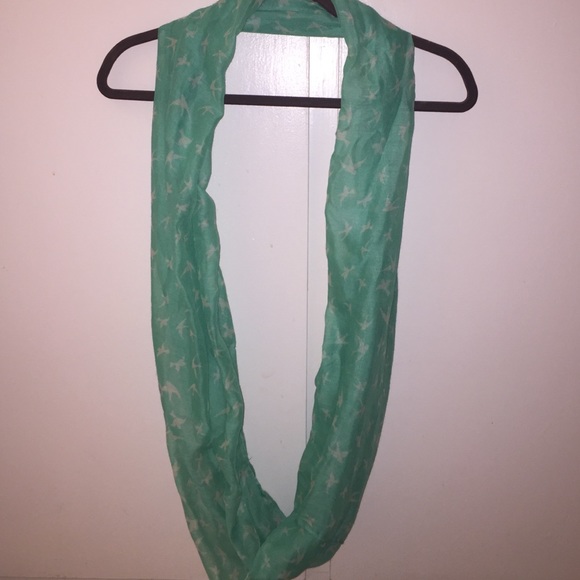 Mint green with white birds infinity scarf
