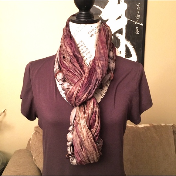NEW Double Loop Beaded 100% Silk Eternity Scarf - Picture 3 of 4