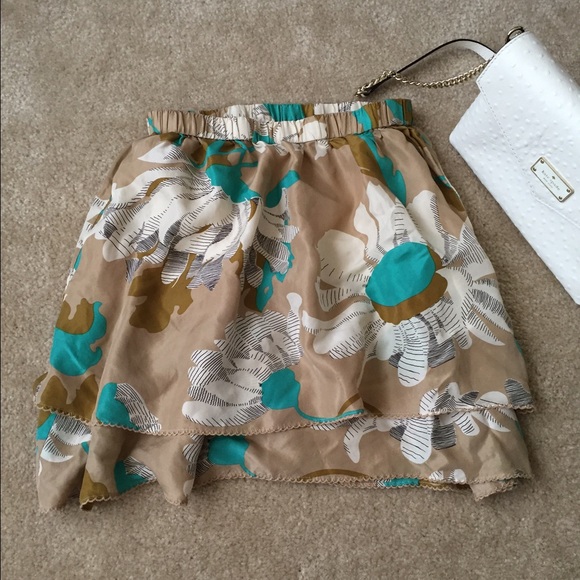 Anthropologie Odille 100% silk layered skirt