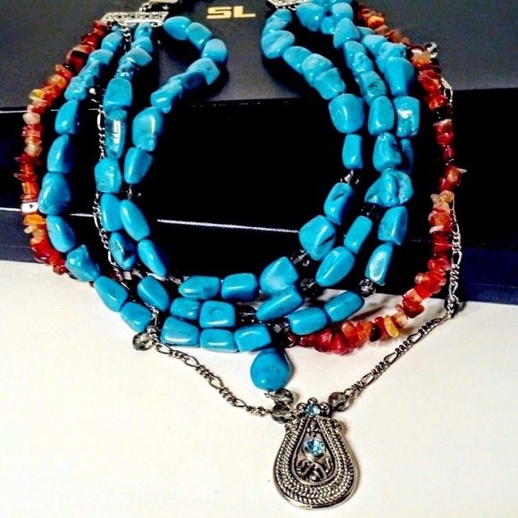 HSN Large Multi Strand Statement Bib Necklace
