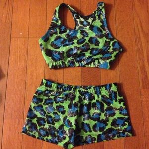 Wet pretty cheetah sports bra and shorts