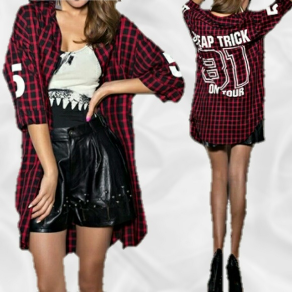 NWT Choie's One Size Red Plaid Cyeap Trick Shirt