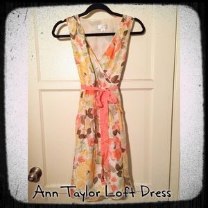 Ann Taylor Loft soft pastel floral dress size P2