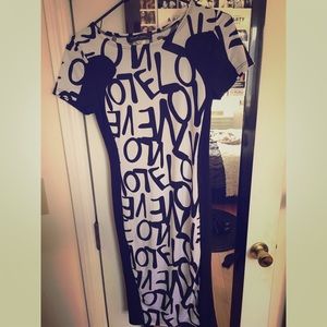 Printed body con dress