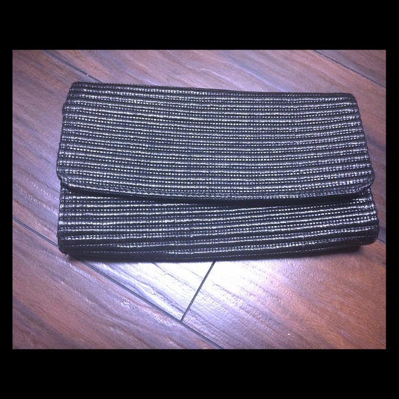 H & M Black Straw Clutch
