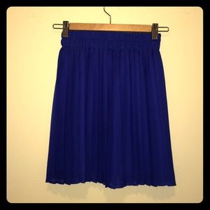 Silky Pleated Cobalt Blue Skirt