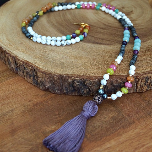 GEMSTONE TASSEL NECKLACES boho style - Picture 2 of 4