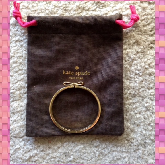 Kate Spade Double Bangle Bow Bracelet Gold HP 5-12 - Picture 3 of 4
