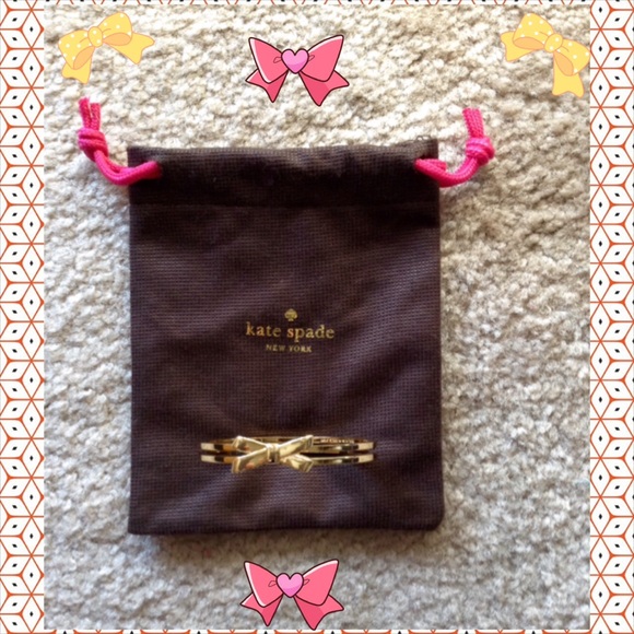 Kate Spade Double Bangle Bow Bracelet Gold HP 5-12 - Picture 2 of 4