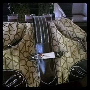 Calvin Klein brown and tan purse