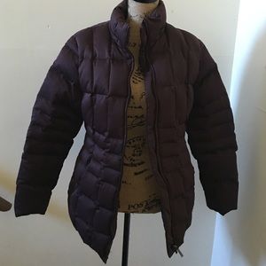 Dark purple feather puffer coat