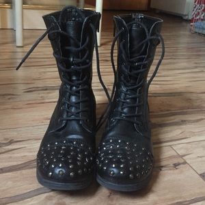 Studded black combat boots