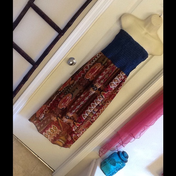 NEVER WORN Tribal Print Strapless Hi-Low Dress