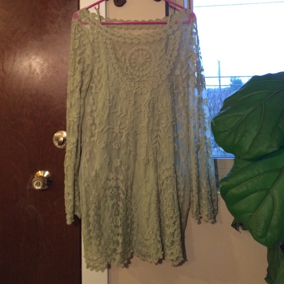 Free People pale green lace dress