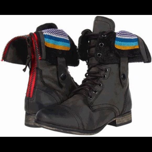 Black/Grey Steve Madden combat Camarro Boots