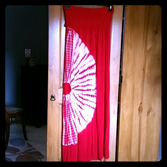 Bandeau top tie dye maxi dress