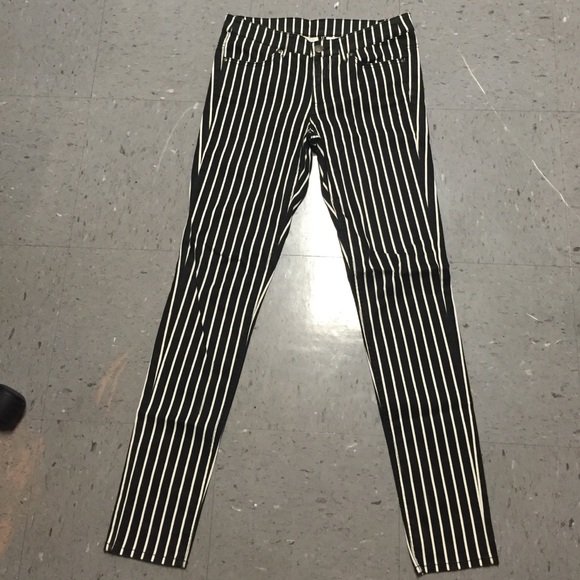 Black and white striped pants