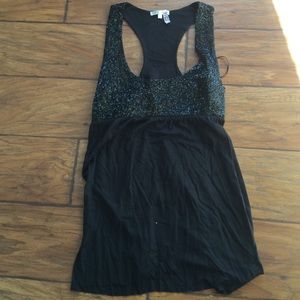 Sequined black tank