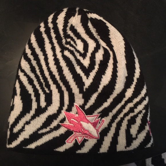 Zebra print sharks beanie