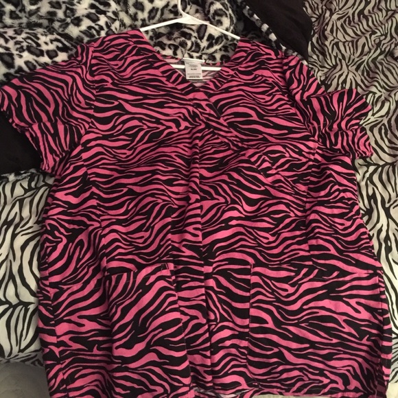 Pink zebra print scrubs