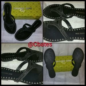 Gianni Bini Oliviera black jeweled slip-on sandal